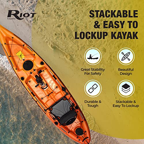 Riot Kayaks Mako 12 Fishing Kayak with Impulse Pedal Drive Orange/Yellow