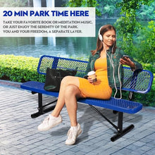 Metal Park Bench for Outside, Outdoor Bench with Backrest & Portable Frame