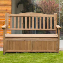 JINGSHIQIAOPL 55 Gallon Outdoor Storage Bench, Outdoor Bench for Garden with Armrest, Park Bench for 1-3 Adult for Yard, Front Porch, Max Load 660 LBS(Brown)
