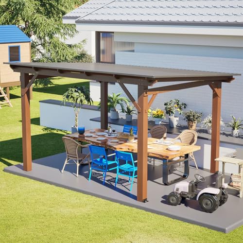 CWKISS 13x8 FT Wood Pergola Outdoor Gazebo – Premium Fir Wood Patio Pergola with Sloping Waterproof Roof, UV & Rain Protection, Wind-Resistant Structure, Easy Assembly for Deck, Garden, or Backyard