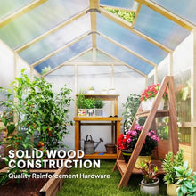Solid Wood Greenhouse,Walk-in Outdoor Greenhouse with 0.24" Thick Panels, Top Vent & Lockable Door for Backyard, Garden