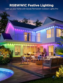 Govee 200ft Permanent Outdoor Lights Pro with 120 RGBIC LED, 75 Scene Modes, IP67 Waterproof, Works with Alexa - White