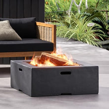 Roomfitters 29" Square MgO Wood-Burning Fire Pit with Durable Design, Modern Outdoor Fireplace for Cozy Evenings, Black