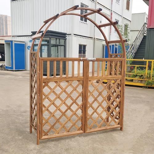 Garden Arch, Metal Arbor Trellis with Door, Outdoor Wedding Archway for Ceremony, Party, Backyard Decoration Climbing Plants, Flowers (Color : Yellow, Size : 150cm/59.1in)