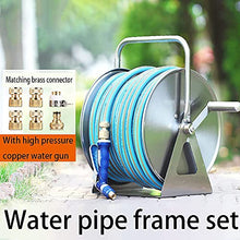 FKTHYO Wall/Floor Mounted Metal Hose Reel with 360° Rotating Crank Holds with Hose Connectors Accessories Can Be Used in Homes Gardens,15M (20M)