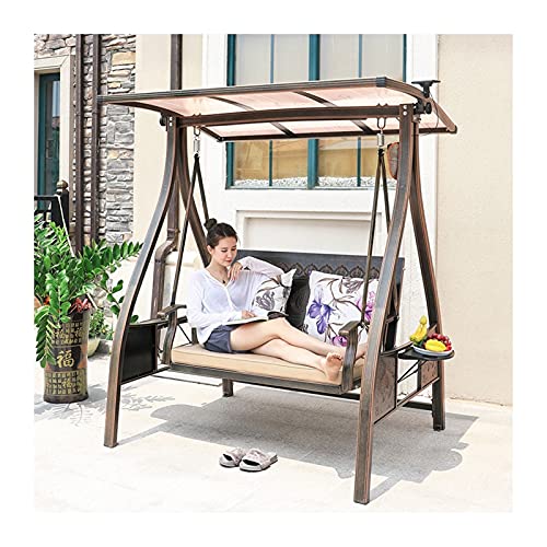 HAOKAZLBR Large Outdoor Porch Swing Garden Patio Swing Chair Patio Swing Chair with Cushions and Canopy Outdoor Lounge Chair Outside Furniture Outdoor Swing Chair Bench Perfect Set