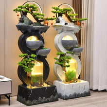 GLigeT Outdoor Water Fountain Modern Indoor Water Fountain with LED Lights and an Aquarium, A Floor-Standing Decoration for the Foyer, Living Rooms and Offices Outdoor Fountain(Color:White,Size:B)