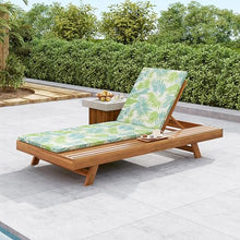 GDFStudio Acacia Wood Chaise Lounge Set with 2" Water-Resistant Cushion,4-Position Adjustable Backrest Recliner,Outdoor Lounger Chair for Patio,Garden,Poolside,Balcony,Deck,79" C Green Leaf,Teak