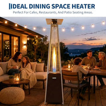 TrailBlaze 48,000 BTU (13kW) Pyramid Propane Patio Heater, Freestanding Outdoor Gas Heater - Glass Tube Flame - Wheels - Battery Ignition - Includes Waterproof Cover - Brown + Particles Cover