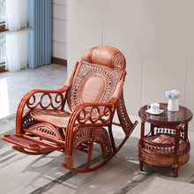 Large Outdoor Rattan Lounge Armchair, Retractable Foot Pedals, Suitable for Outdoor Garden Balconies, with Coffee Table(Red,160 * 100 * 68cm)