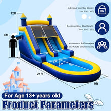 HXDOGSP Inflatable Water Slide Commercial Grade: Water Bounce House for Adults and Teenagers - Big Pool, Premium PVC, Wet & Dry, Blower Included - for Backyard Outdoor Birthday Party, Castle Style