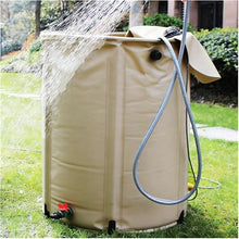 HEFJIAYCIQ Collapsible Rain Barrel, Portable PVC Rain Water Collection Barrel, Garden Rainwater Collection System with Spigot & Overflow Kit,Beige,1000L/100x125cm