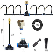 Outdoor Misting Cooling System Kit with Flexible Adjustable Nozzles & Flexible Misting Line & Filter, Patio Misters Mister System Drip Irrigation System for Outside Patio(Size:60m Tube+ 60 nozzles,)