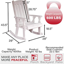 Amish Heavy Duty 600 Lb Mission Pressure Treated Rocking Chair (Semi-Solid White Stain)