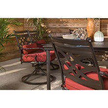 Hanover Montclair 7-Piece Outdoor Dining Set with 6 Swivel Rockers Chili Red