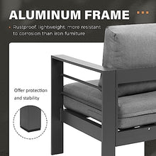 Solaste 6 Piece Aluminum Patio Furniture Set with Fire Pit Table and Ottoman Grey