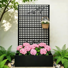 Metal Planter Box with Trellis 70.9in H x 43.3in W x 15.8in D - Outdoor Raised Garden Bed with Privacy Screen Lattice Panels for Patio Decoration for Backyard Patio Balcony, Rose Black
