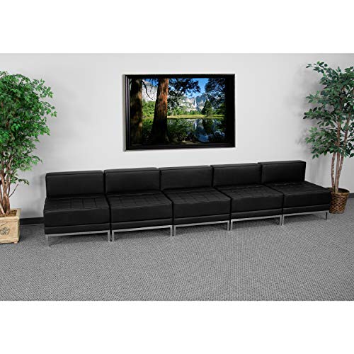 BizChair 5-Piece Black LeatherSoft Lounge Set