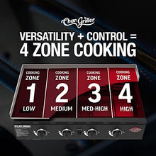 Char-Griller® Flat Iron 4-Burner Propane Gas Flat-Top Griddle with Steel Griddle Top, Wind Guards and Instant-Ignition, 775 Cooking Square Inches in Black, Model E8936