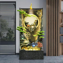 Luxurious 5.1 ft Cement Standing Water Fountain with Modern Feng Shui Design | Rain & UV Protection for Indoor & Outdoor Use, Weather-Resistant, and Easy to Assemble with LED Light Housewarm(#B)