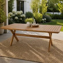 Christopher Knight Home Haiyi 60"-76" Outdoor Extendable Dining Room Table for 4-6 People, Rectangle Acacia Wood Kitchen Table with X-Shaped Legs, Dinner Table for Patio/Balcony/Garden, Teak