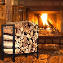 EliteBloom Wrought Iron Wood Storage Rack Bracket Fireplace Firewood Stand Timber Stacking Rack Fireplace Wood Rack Single Layer,