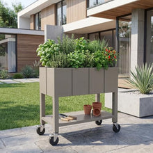 EnGrow Raised Garden Bed with Legs and Wheels - Mobile Planter Box with Storage Shelf & TrueSoil® Technology - Elevated Outdoor Garden for Vegetables, Herbs, Flowers - Stone Gray.