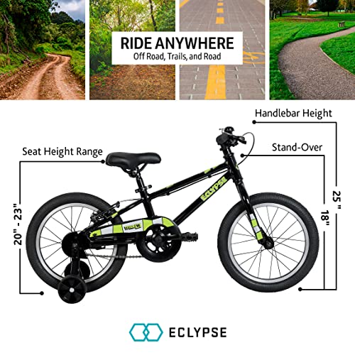 Eclypse Titan Kids Bike 16 Inch with Training Wheels Black