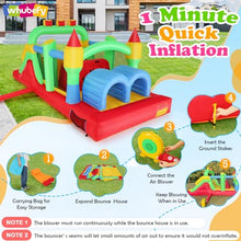 Whubefy Inflatable Obstacle Course Bounce House with Slide and Tunnels