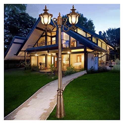 ALDEPO Courtyard Light 2-Light Post Light Waterproof Garden Lamp Traditional Victoria Retro Rustic Outdoor Street Light High Pole Lamp E27 Decorative Landscape Path Lighting for Villa Residential