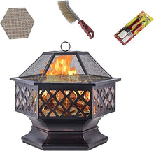 Garden Fire Pit Outdoor Party BBQ Fire Pit Table Wood Burning Grill Bowl 2 in 1 Fireplace for Bonfire Barbecue in Wild with Grill Grate for Patio Backyard with Spark Screen Grill Barbecue Rack