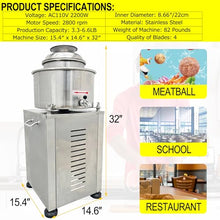 LGXEnzhuo Commercial Meatball Beater Grinder 2200W Stainless Steel Gray