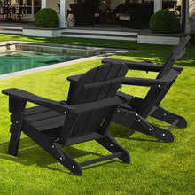 LOUNZY Folding Adirondack Chair Set of 6 All-Weather with Cup Holders Black