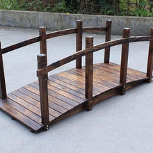 MKYOKO Garden Bridges with Safety Rails Stained Finished Wood Decorative Pond Bridges for Backyard/Cream/Farm, Outdoor Yard Walkway Path Arch Bridge