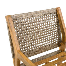 Merax MP2 6-Pack Outdoor Dining Chairs, Acacia Wood & Wicker with Cream Cushion, Teak Finish Brown Patio Dining Chairs for Large Gatherings