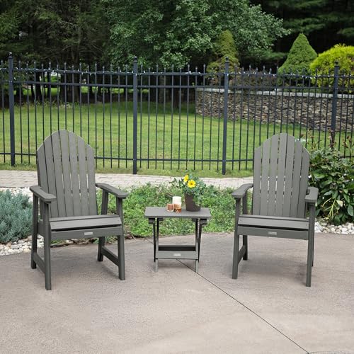Highwood AD-KITCHDA1-CGE The Adirondack Collection Hamilton Deck Set with Folding Side Table, Coastal Teak