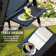 3 Seater PE Rattan Porch Swing w/Adjustable Polycarbonate Hardtop and Side Tables for Garden, All Weather Patio Swing Bench w/Steel Frame & Quick Drying Foam Seat for Deck, Balcony