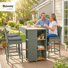 Outsunny 5 Piece Outdoor Bar Set Outdoor High Top Table and Chairs Gray