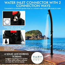 MKLFBY 7.2 Ft Outdoor Shower, Solar Heated Outside Shower Station Fixture W/Shower Head & Foot Tap Spigot, Standing Garden Shower for Poolside, Pool Area, Beach House