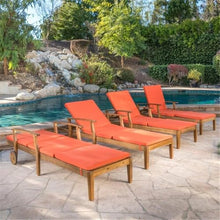 Afuera Living Outdoor Chaise Lounge Set of 4 Teak and Orange