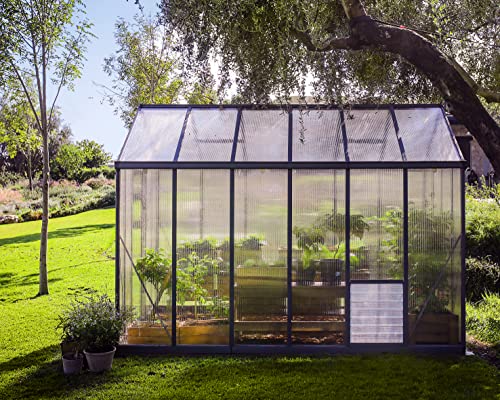 Palram Canopia Glory 8x12 Ft. Greenhouse Kit with Lockable Door and Vent Gray