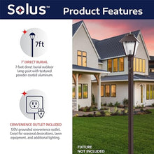 Solus 7-Foot Direct Burial Lamp Post – Outdoor Aluminum Light Pole with 120V Convenience Outlet – Fits Standard 3" Fixtures – Black, Bronze, or White – Made in USA, (Bronze, Set of 4)