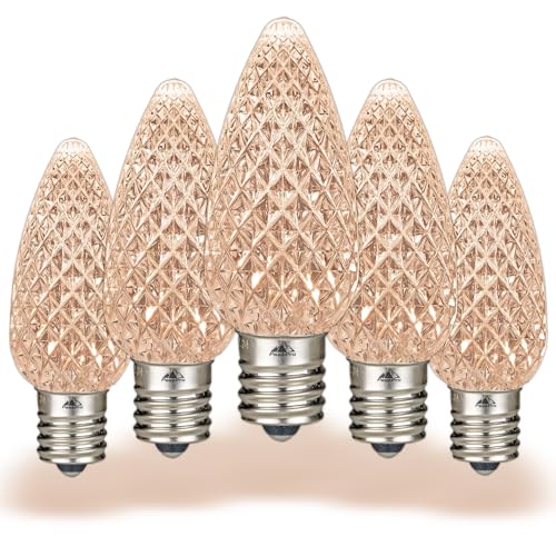 Novelty Lights 500CT Case Faceted Ultra Bright Dimmable Outdoor Christmas Replacement Bulbs Decorative LED Christmas Lights, C9 LED Bulbs (Warm White 3000K)