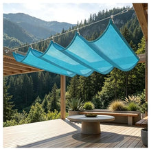 FENGZEQUAN Retractable Wave Sun Shade Sail, Pergola Shade Cloth Cover, Polyester Sunscreen Awning Canopy, Wind Protection for Outdoor Patio, Yard, Terrace, Carport(W1.8*L10m/W5.90*L32.81ft)