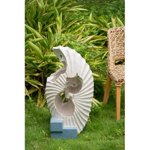 Sculptural Indoor Outdoor Water Fountain with Bowl Basin, (White+Blue + Polyresin + Art Deco + Coastal + Contemporary + Nautical + Ultra-Modern)