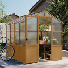 Wooden Walk-in Greenhouse with 6mm Polycarbonate Panels and Adjustable Roof Vents for Garden, Backyard, Patio, Lawn