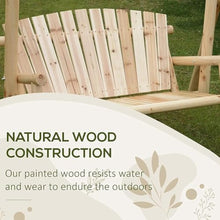 Etlegor Outdoor Wooden Porch Swing, Hanging Swing Bench Chair with A-Frame Modern 2-Person Rustic Bench Swing Curved Back Swing Chair for Outside, Yard, Garden