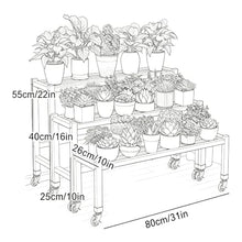 3 Pack Plant Stand On Wheels, Heavy Duty Rolling Flower Shelf For Patio