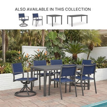 Signature Design by Ashley Point Bonita Set of 4 Outdoor Chairs with Padded Sling Seat, Stackable Aluminum Lounge Chairs for Patio and Porch Seating, Gray Frame with Blue Sling