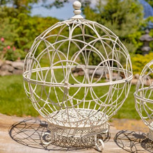 Zaer Ltd. Set of 2 Iron Globe Plant Stand- Color Options (Antique White)